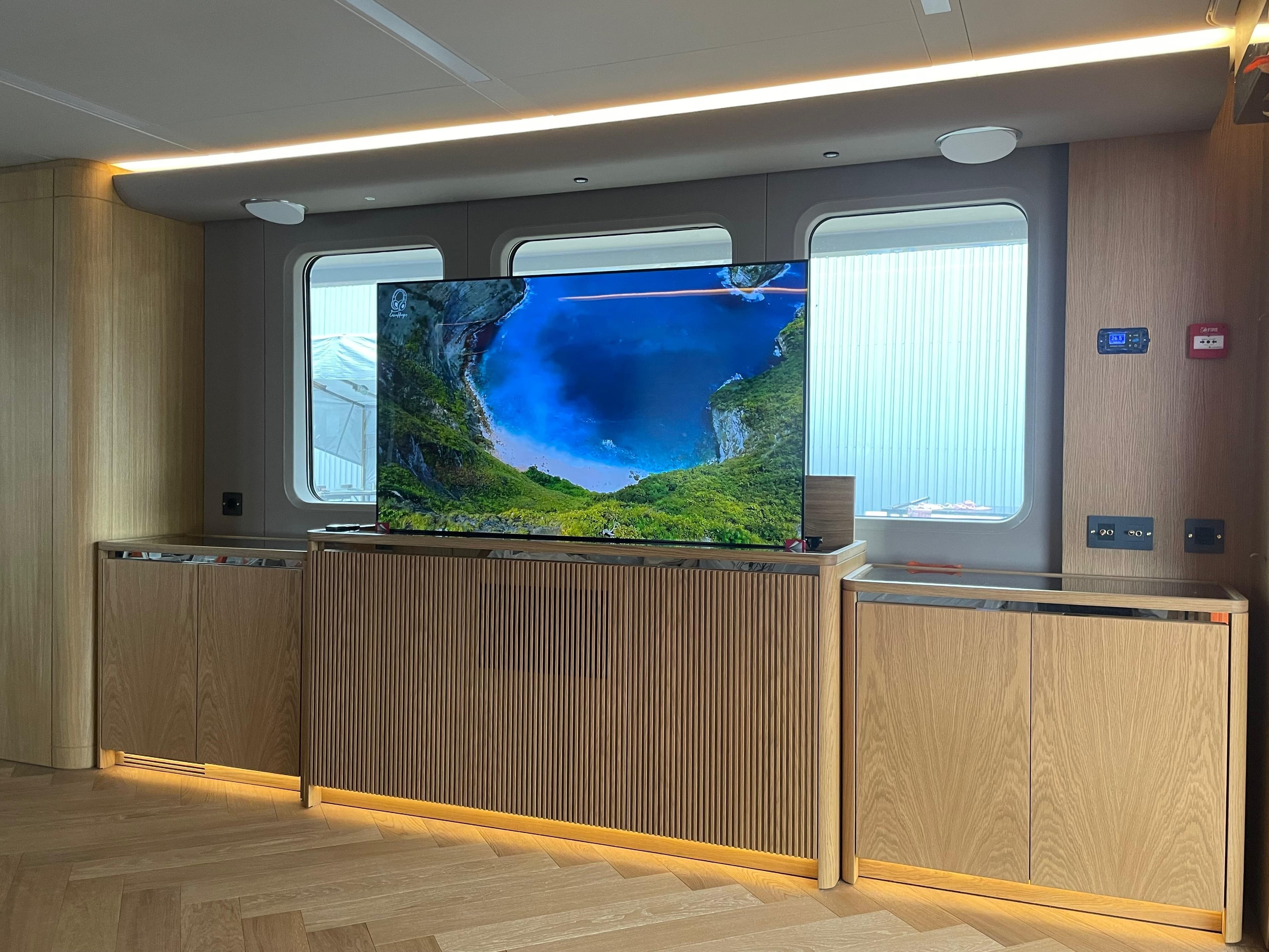 Salon Media Cabinet & Lighting