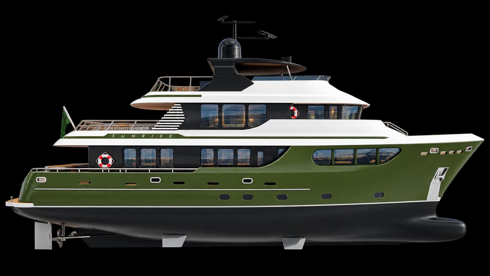 Sunrise Explorer Yacht exterior profile render